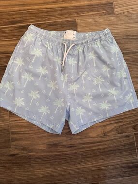 Bermies Men's Blue Palm-Print Swim Trunks